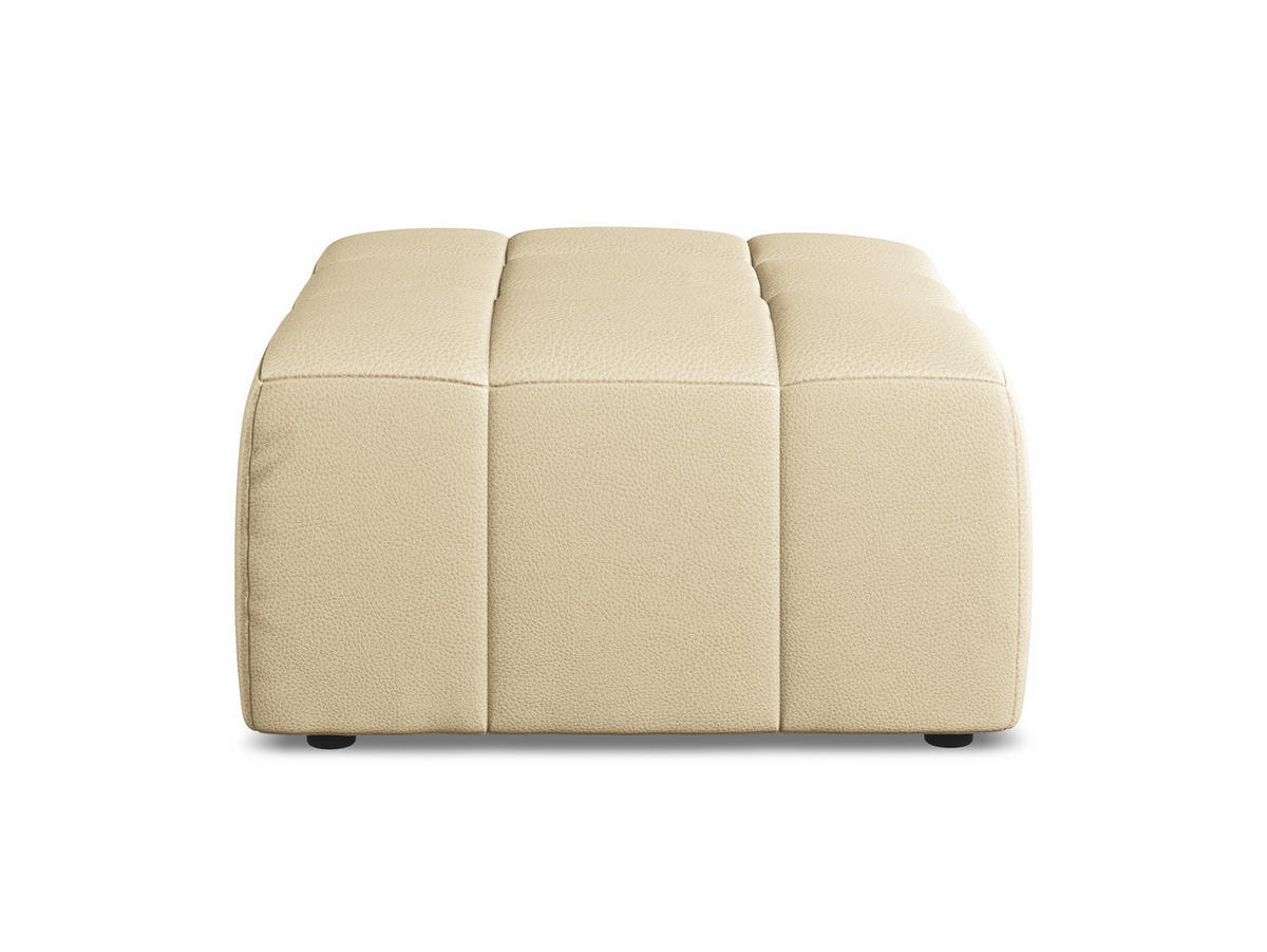 POUF Kunstleder Beige - Beige/Schwarz, Holzwerkstoff/Kunststoff (75/41/90cm) - Makamii