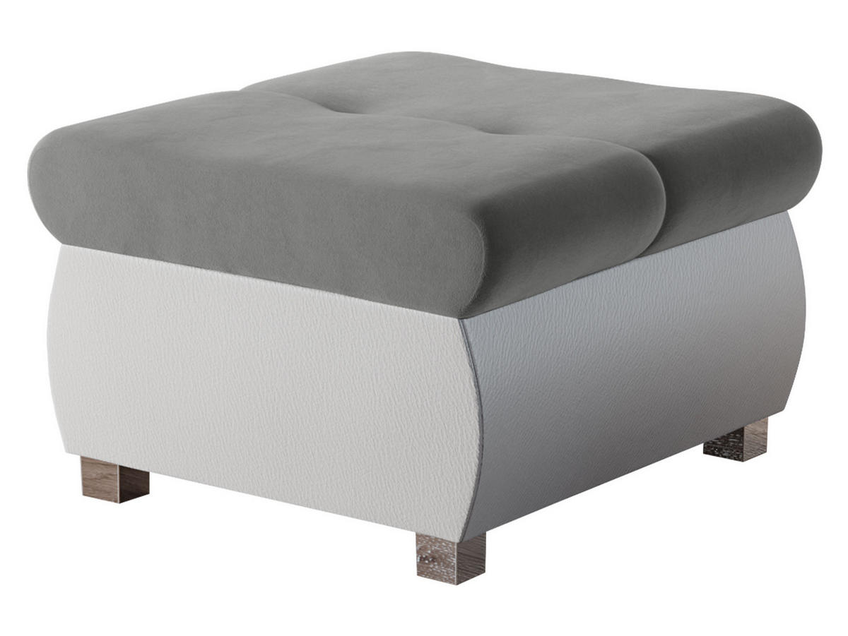 POLSTERHOCKER Orkan Klein - Silberfarben/Weiß, Holz/Textil (60/39/60cm) - MIRJAN24