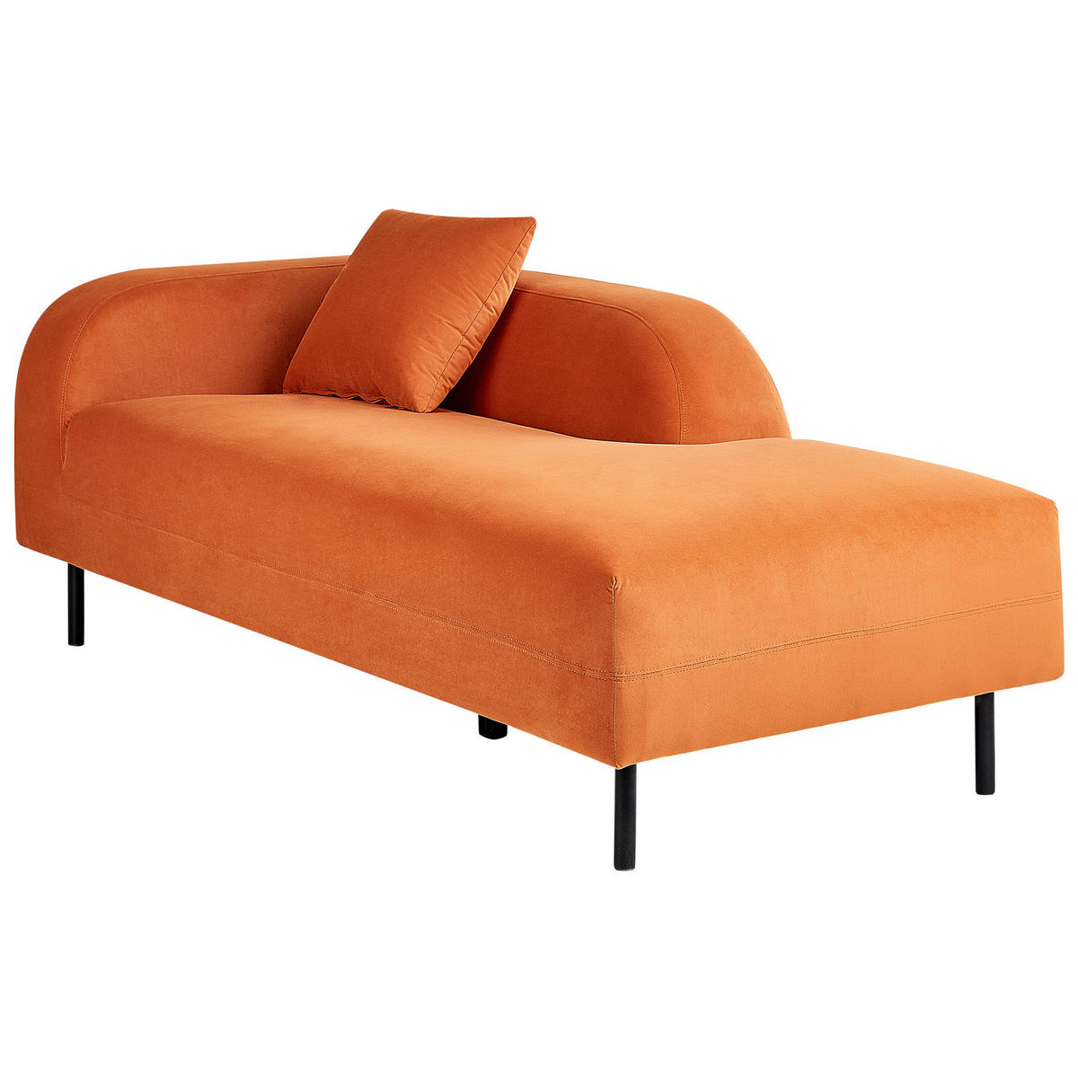 CHAISELONGUE Samtstoff orange linksseitig Le Crau - Orange, Textil (170/65/84cm) - Beliani