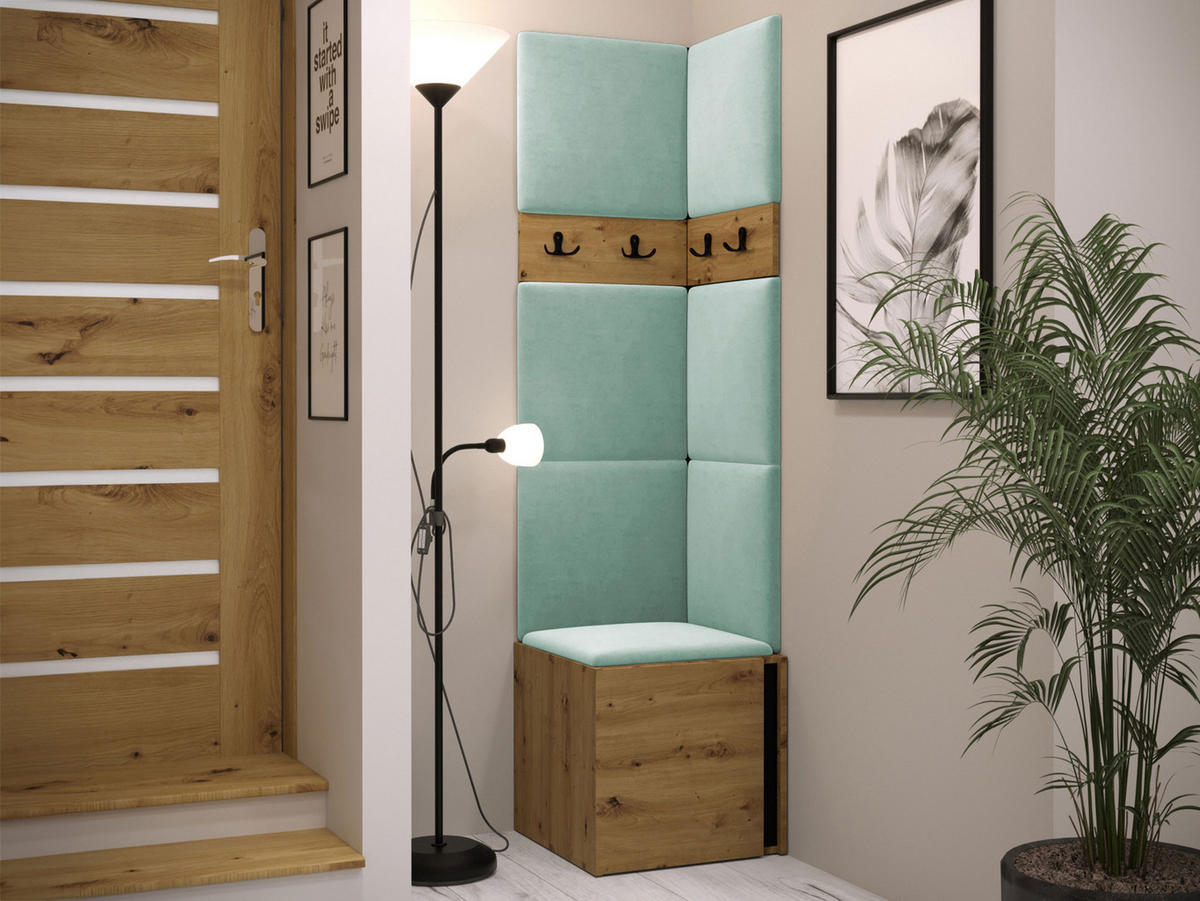 GARDEROBEN-SET Orion XXI - Eiche Artisan/Mintgrün, Holzwerkstoff/Kunststoff (42/186/46cm) - MIRJAN24