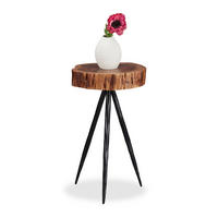 BEISTELLTISCH - Braun, Holz/Metall (25/30/50cm) - Relaxdays