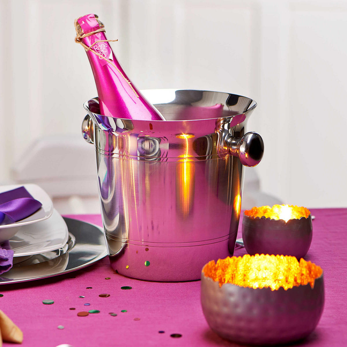 FLASCHENKÜHLER Champagne - Silberfarben, Metall (19/19cm) - BUTLERS