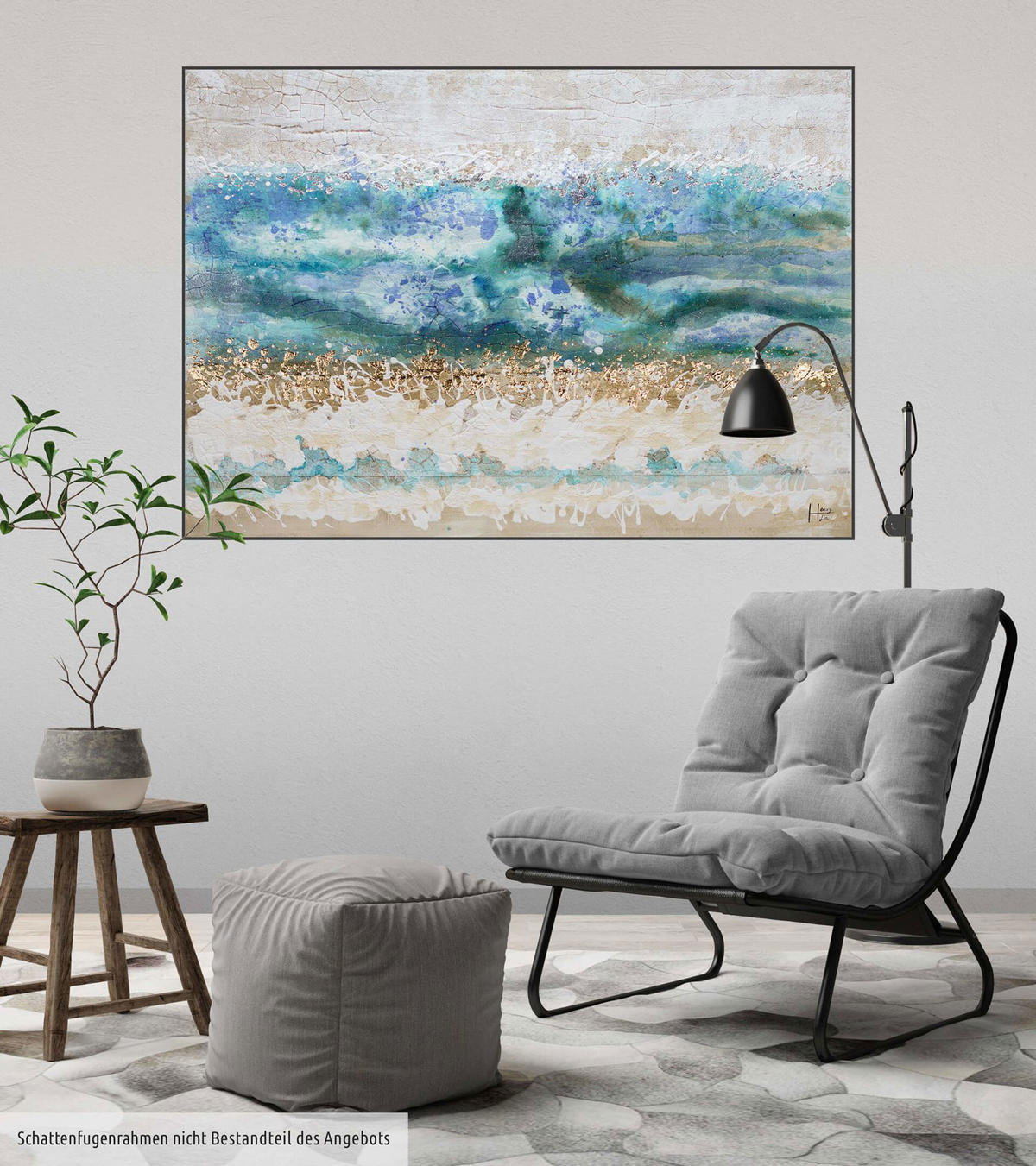 ÖLGEMÄLDE 100/75 cm - Blau/Beige, Holz/Textil (2.47/75cm) - KUNSTLOFT