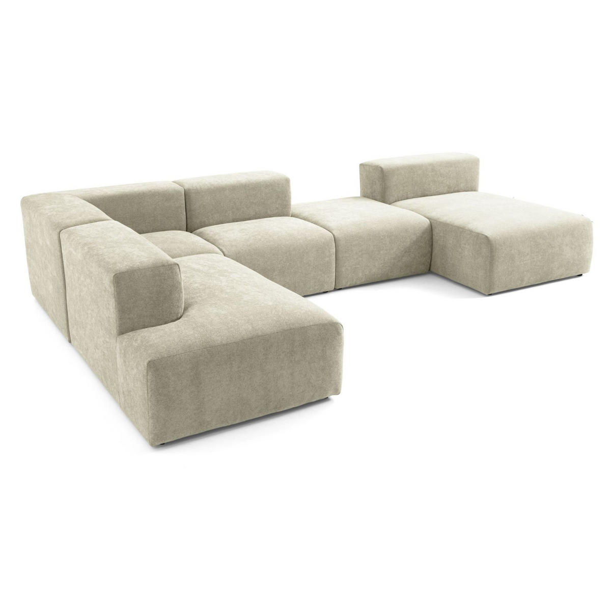 5-SITZER modulares Wohnlandschaft U XXL HEAVEN SET 6 Links, Breite 375 cm Webstoff Olivgrün - Schwarz/Olivgrün, Holz/Kunststoff (375/73/245cm) - Muffo