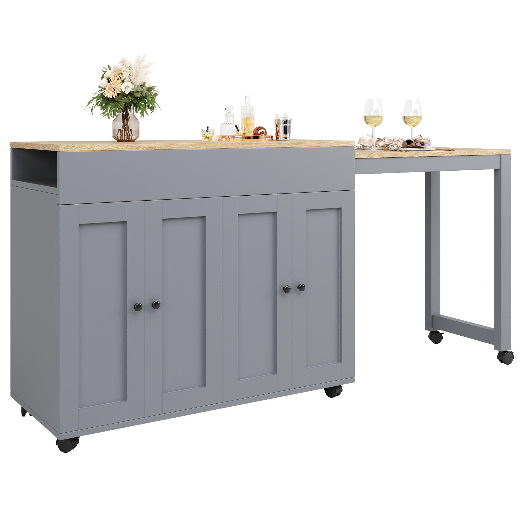STEHTISCH/BARTISCH 117-180/50/94,6 cm mit 6 Ablagefächern in Grau - Grau, Holzwerkstoff (117/50/94.6cm) - BEAOK