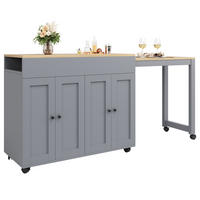 STEHTISCH/BARTISCH 117-180/50/94,6 cm mit 6 Ablagefächern in Grau - Grau, Holzwerkstoff (117/50/94.6cm) - BEAOK