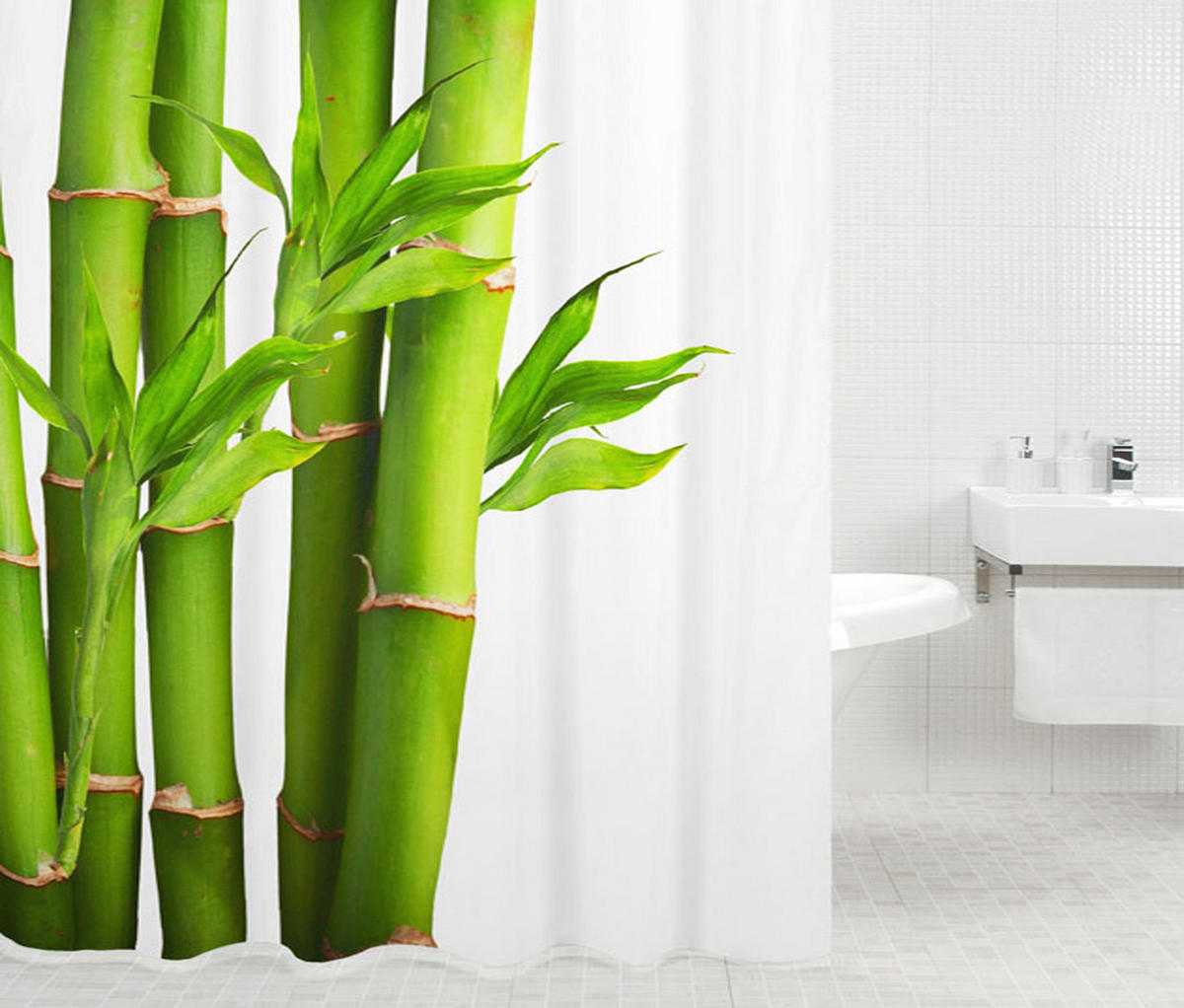 DUSCHVORHANG Bambus 180 x 200 cm - Grün, Textil (180/200cm) - Sanilo