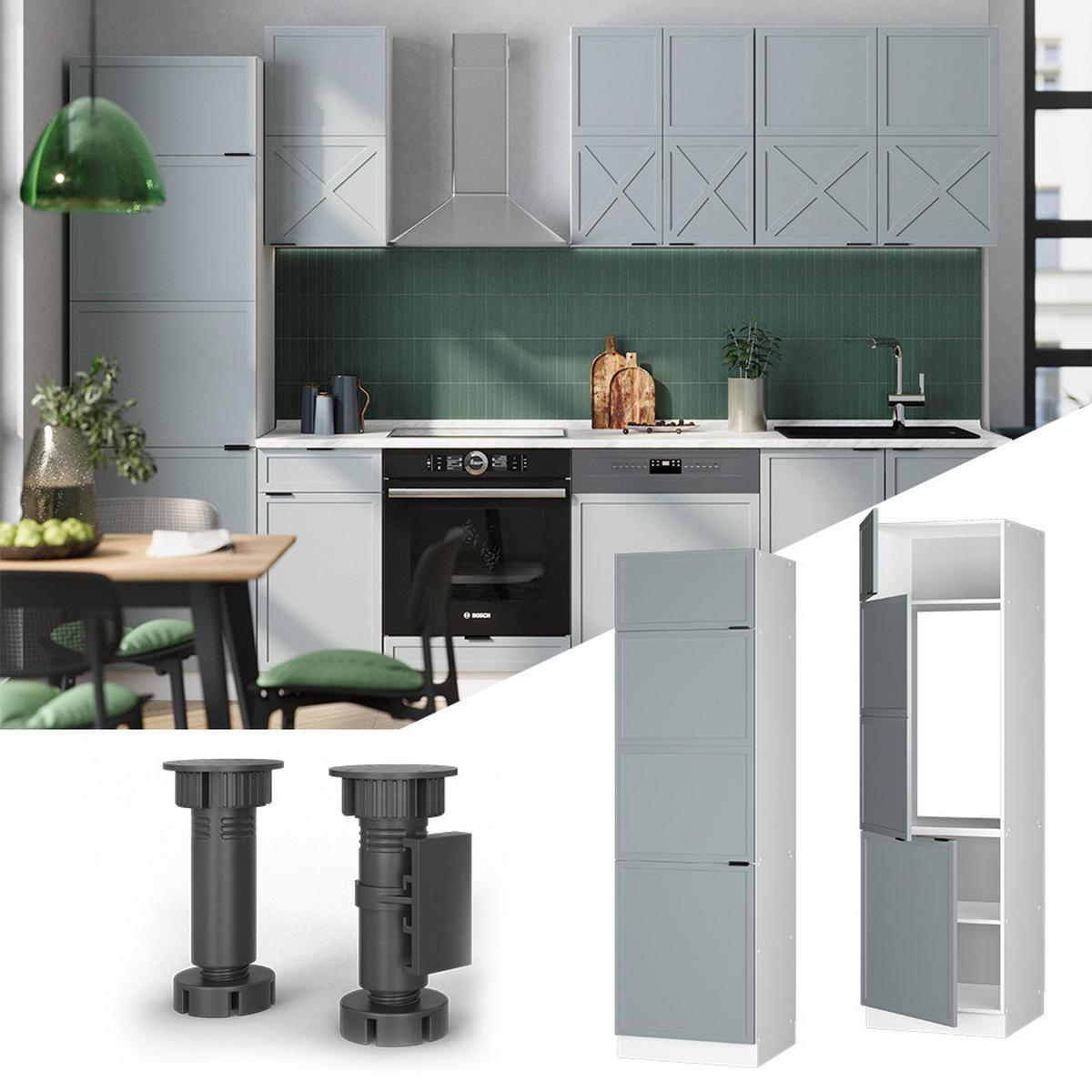 Weiß/Hellblau, Holzwerkstoff (60/206.8/58.1cm) - Vicco