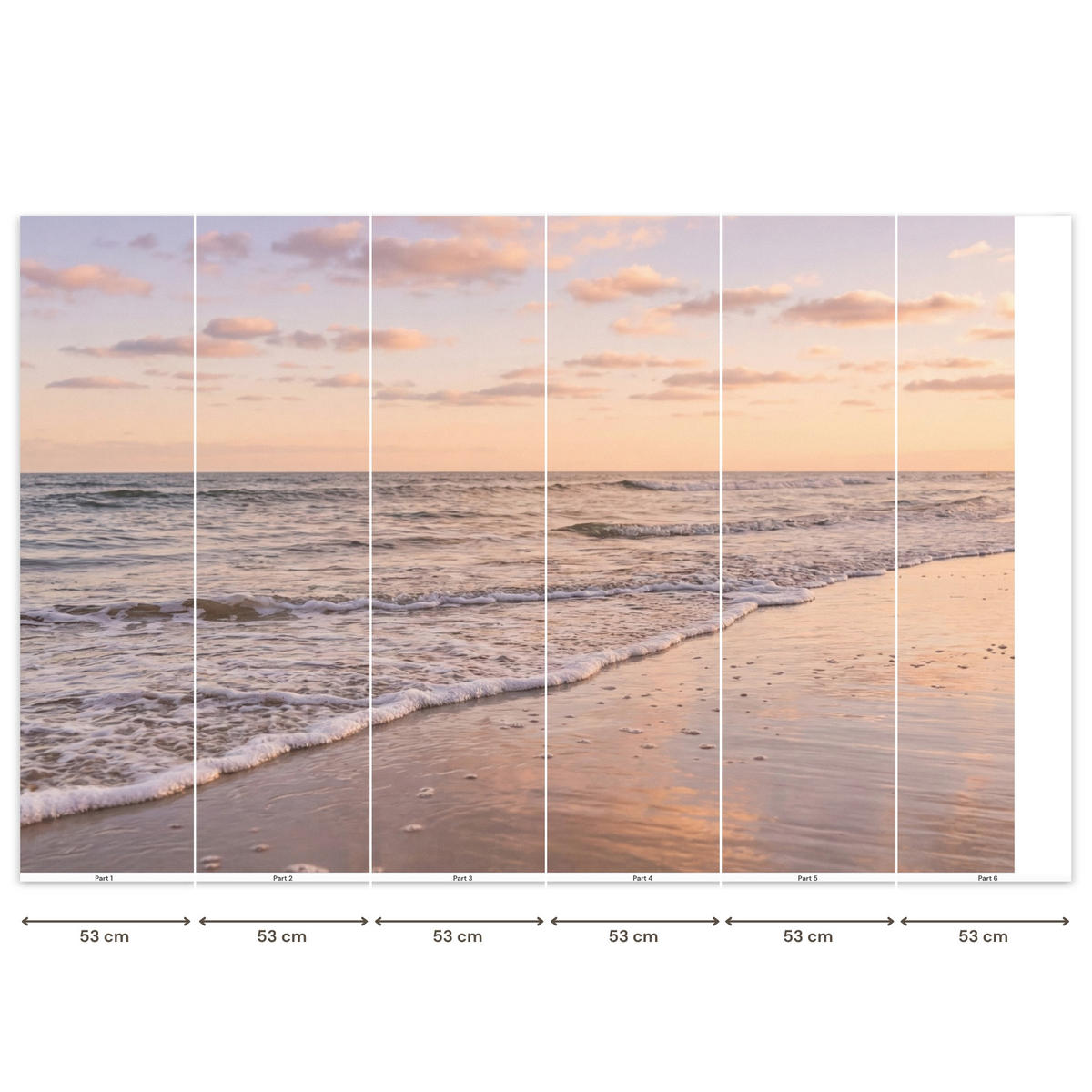 TAPETE - Strand - Brandung - Wolken - 300x200 cm - Hellrosa, Papier (300/200cm) - OnlyWow