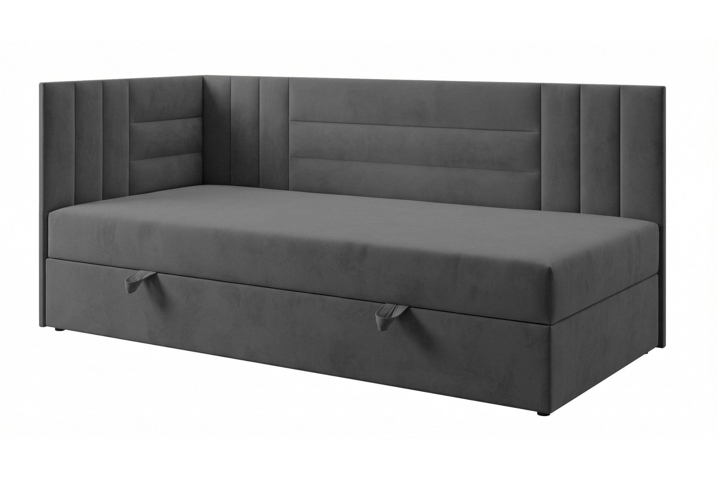 BOXBETT KAYA 100/200 in Velours Anthrazit H3 links - Anthrazit, Holz/Holzwerkstoff (100/200cm) - Deine Möbel 24