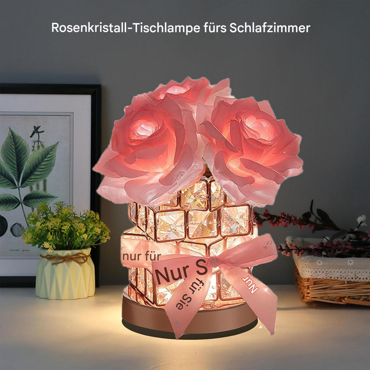 TISCHLEUCHTE Kristall Rose 3 Farben - Dunkelrosa, Glas (17/29/19cm) - Weltevree