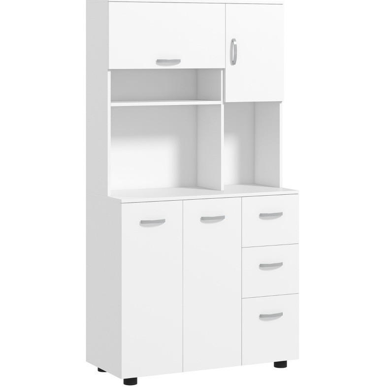 BUFFET mit Schubladen 89/39,5/168 cm in Weiß mit viel Stauraum - Weiß, Holz (89/168/39.5cm) - BEAOK