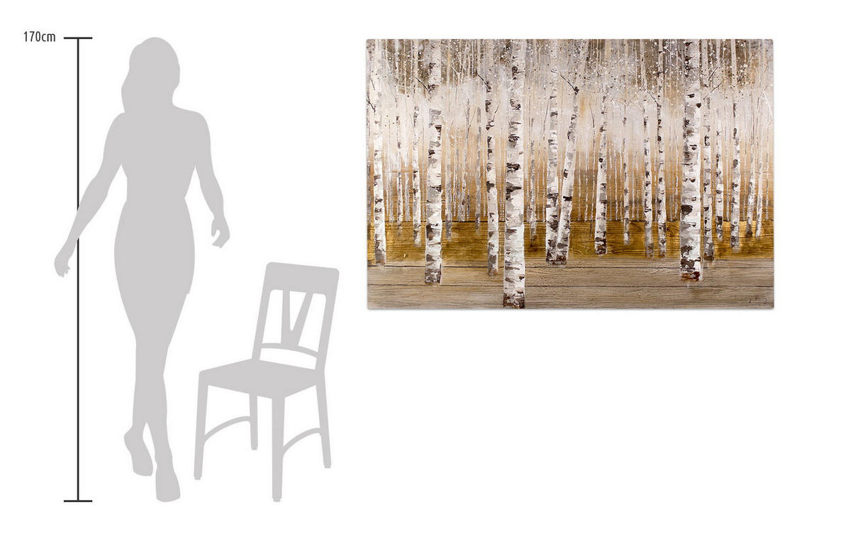 ÖLGEMÄLDE 120/80 cm - Goldfarben, Holz/Textil (2.02/80cm) - KUNSTLOFT