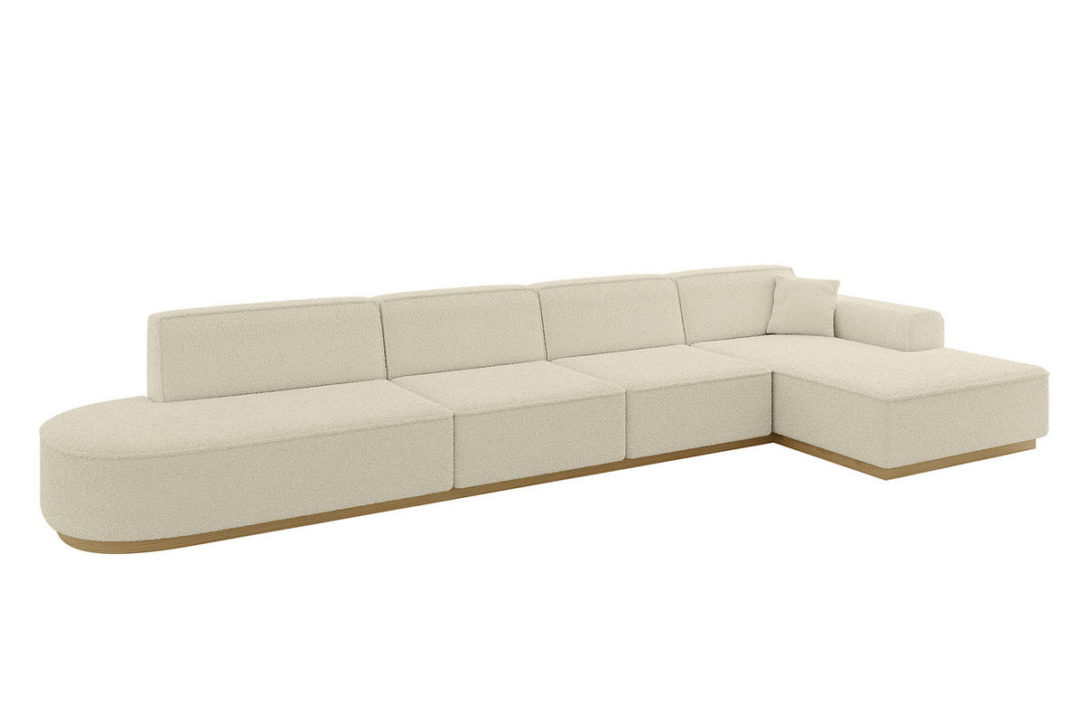 ECKSOFA Ottomane Rechts IREA-L3-v2 - 403x165x81 cm Beige - Beige, Holzwerkstoff/Textil (403/165cm) - ALTDECOR