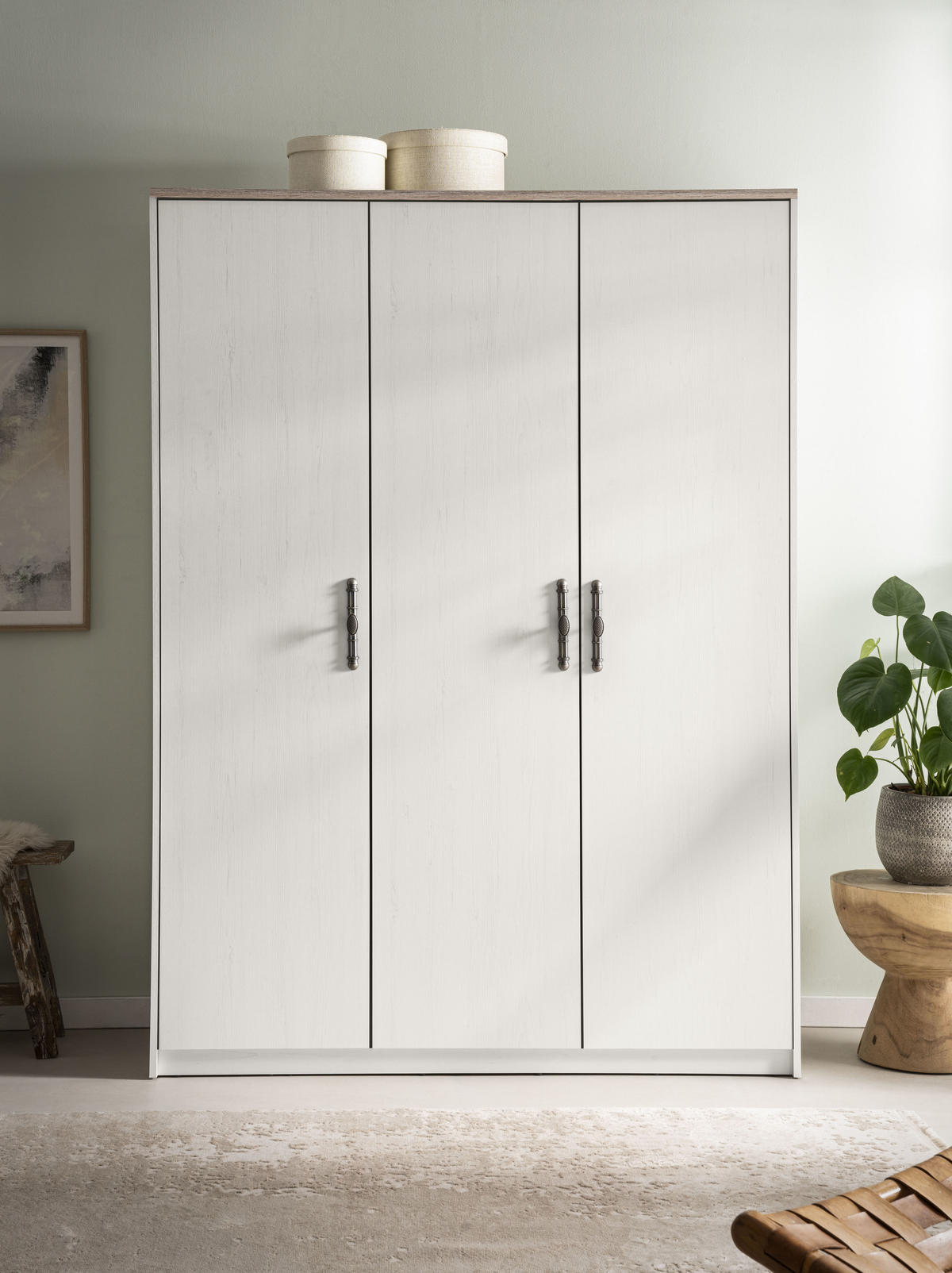KLEIDERSCHRANK C11 Pinie Weiß 138x193x51 cm - Pinienfarben, Holzwerkstoff (138/193/51cm) - Livojo