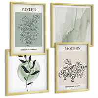 BILDER SET 4er Set - 50x50 cm & 40x60 cm Goldrahmen - Blumen in einer modernen Vase - Goldfarben, Kunststoff (50/50cm) - TULUP