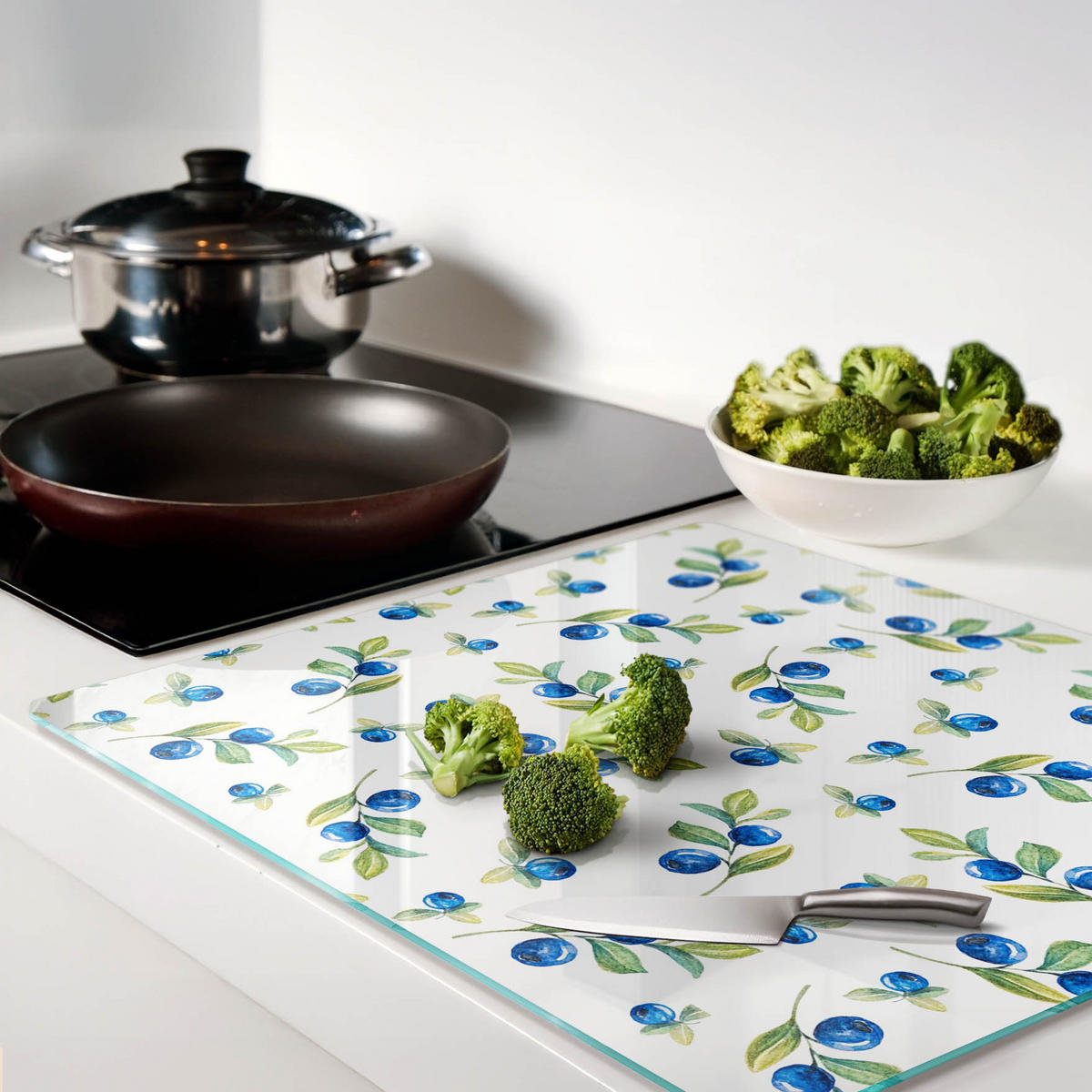 GLASPLATTE 60x52 cm Blaubeeren - Blau, Glas (60/0.4/52cm) - TULUP