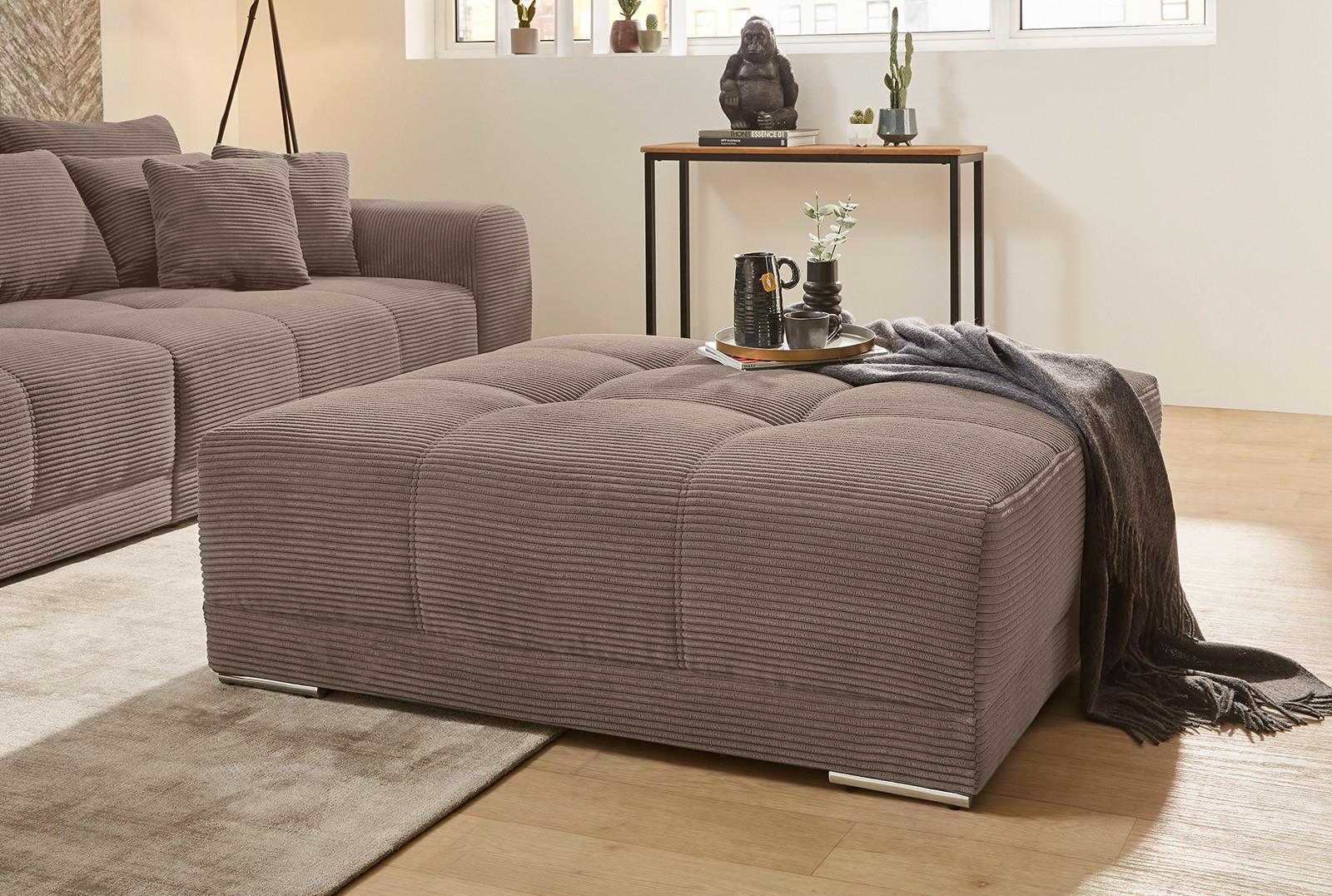 Thumbnail - luma-home Xxl-Hocker, Braun, Textil, 1-Sitzer, Füllung: Polyurethan (Pur), einzeln stellbar,Quadratisch, 120x39x120 cm, ...