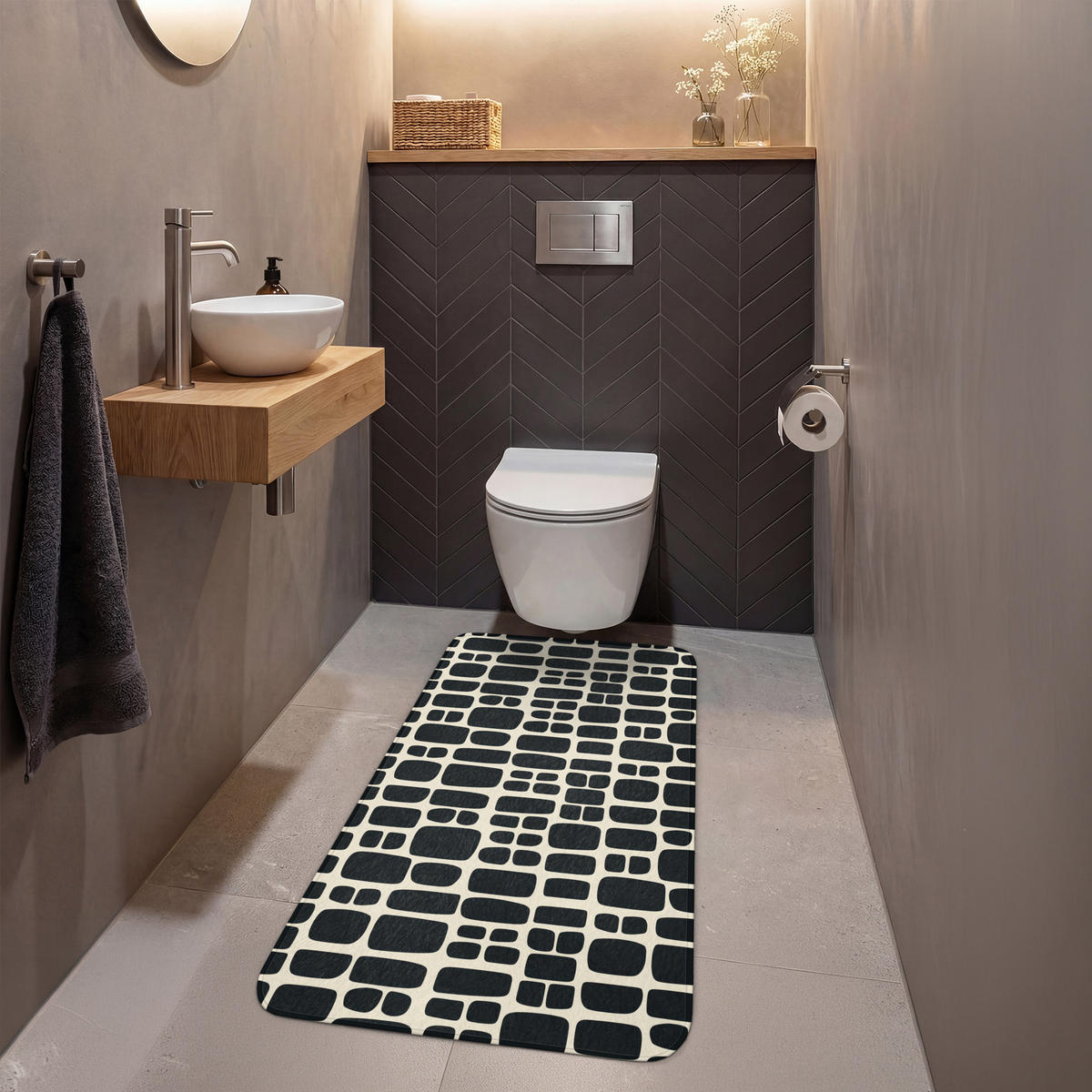 WC PŘEDLOŽKA Moderní - organické - černé 60x120 cm - antracitová, textil/plast (60/1cm) - OnlyWow