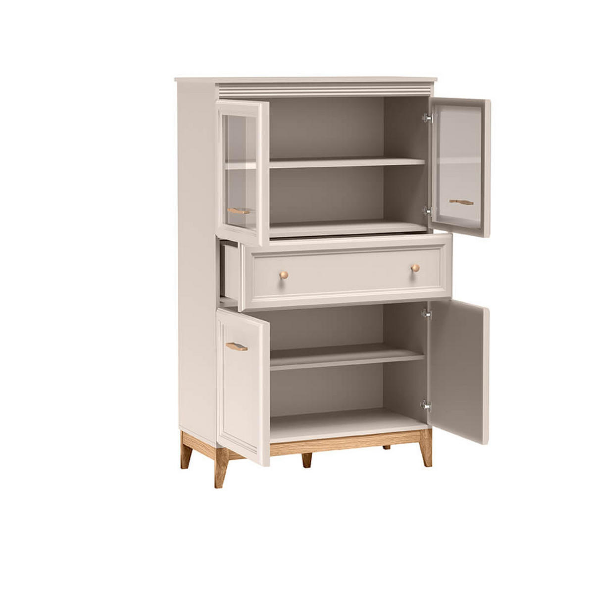 VITRINE Windsor W-5 92 x 150,5 x 40,5 cm Kaschmir - Kaschmir/Eichefarben, Eichenholz/Holzwerkstoff (92/150.5/40.5cm) - Koseto