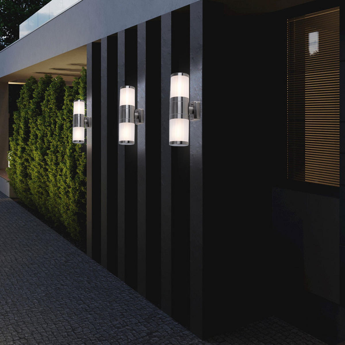 LED AUSSEN-WANDLEUCHTE Edelstahl Silber 2er Set - Silberfarben, Metall (15.5/38/15.5cm) - Globo Lighting