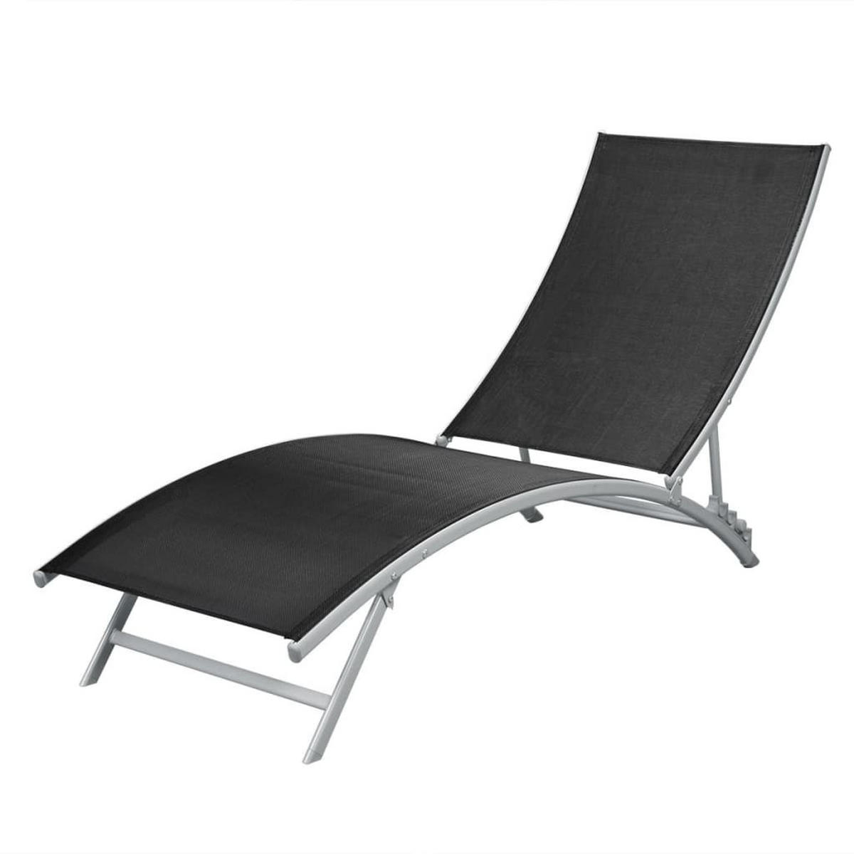 SONNENLIEGE Stahl und Textilene Schwarz - Schwarz, Metall (55/102/162cm) - furnicato