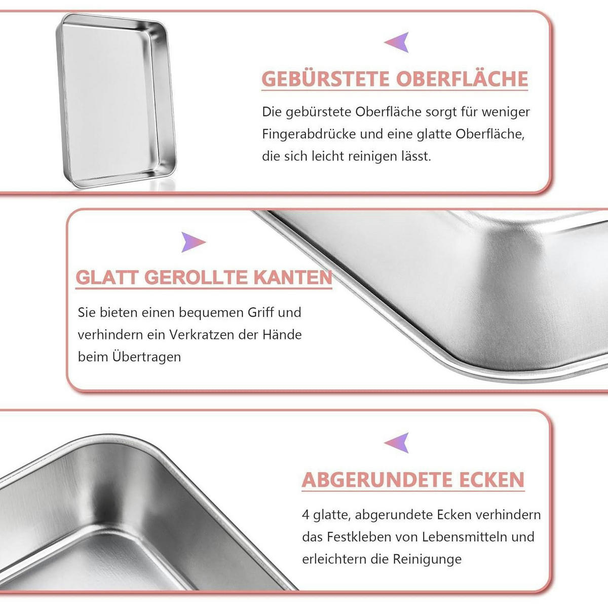 BACKBLECH Edelstahl 26,5 x 20,5 x 4,7 cm - Silberfarben, Metall (20.5/4.7/26.5cm)