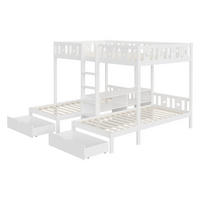 ETAGENBETT 90/200 cm Weiß mit Stauraum und 2 Schubladen - Weiß, Holz (90/200cm) - Oxeza