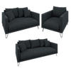 SITZGARNITUR 3+2+1 Harmony Graphit Chenille - Graphitfarben/Schwarz, Holz/Textil (200/85/100cm) - S-Style Möbel