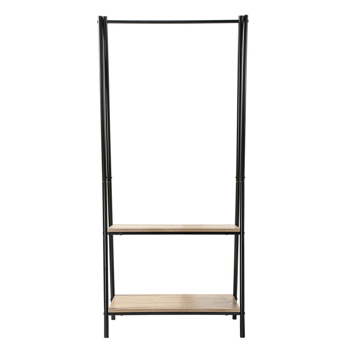 GARDEROBENSTÄNDER mit 2 Regalen - 64.5/40/151 cm - Schwarz, Metall (40/151/64.5cm) - Calicosy