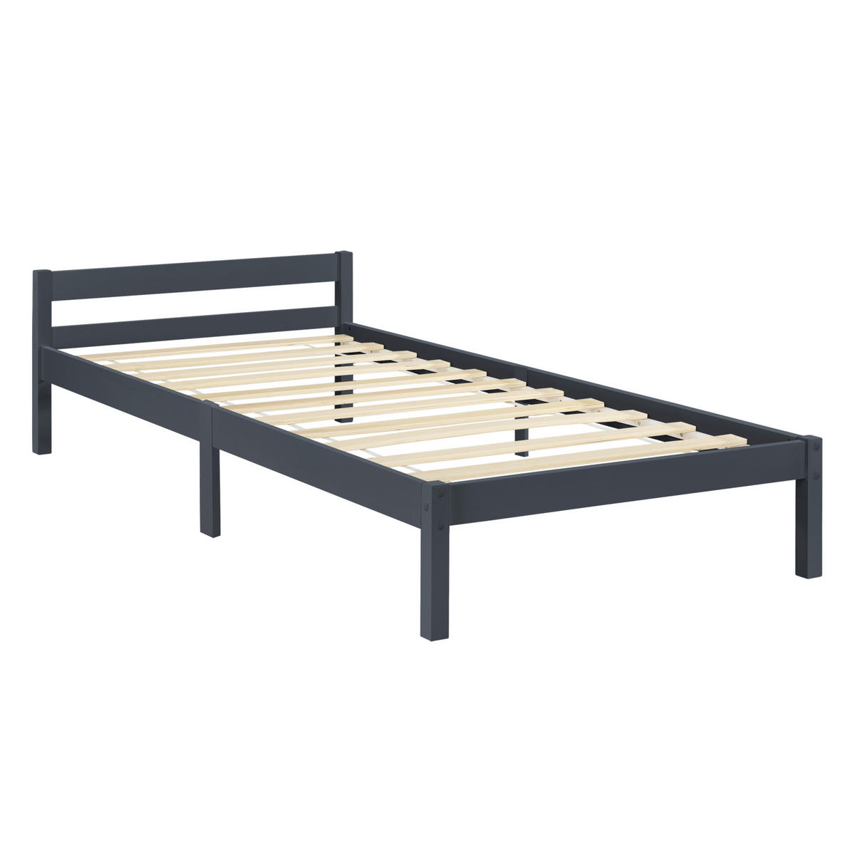 HOLZBETT Nakkila - Dunkelgrau, Holz (90/200cm) - [en.casa]