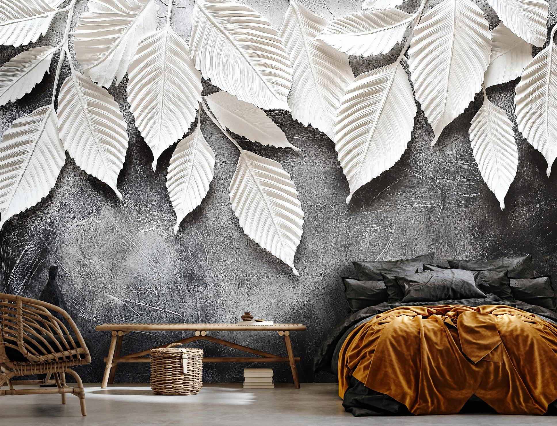 FOTOTAPETE 3D Effekt Blätter Wohnzimmer Vlies Tapete 300x210 - Multicolor, Papier (300/210cm) - Wallarena