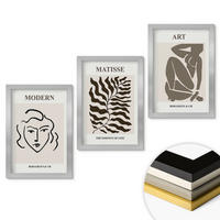 WANDBILDER 3er Set - 20x30 cm Silberner Rahmen - Stilvolle Grafiken, Linien, Zeichen - Silberfarben, Kunststoff (20/30cm) - ArtPrintCave