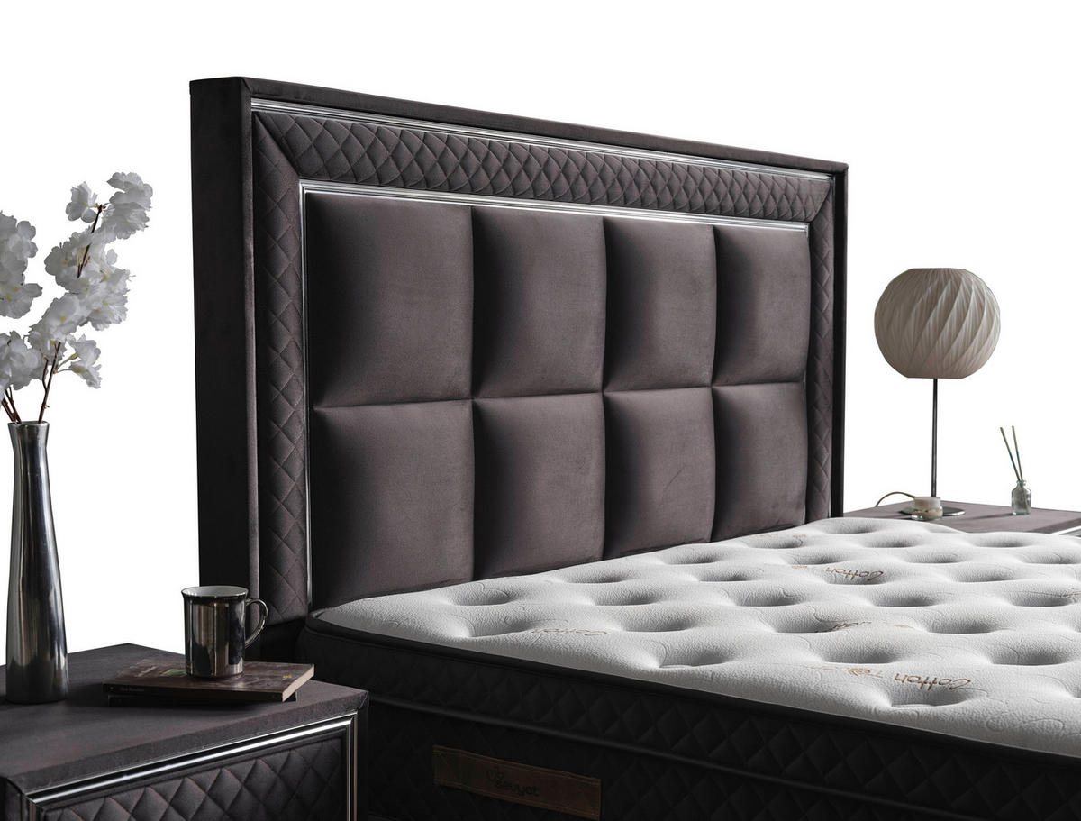 POLSTERBETT-SET Harmony 150x200 Anthrazit - Bett inkl. Matratze - Anthrazit, Metall (150/200cm) - Villa Möbel