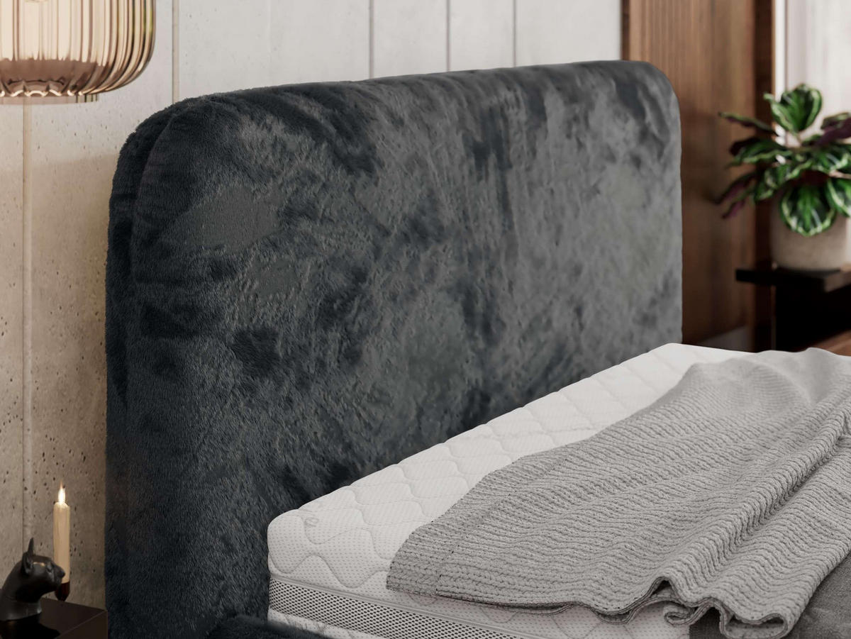 POLSTERBETT BENEA CLASSIC 140/200 - Dunkelgrau Plüsch - Multipocket-Matratze - Dunkelgrau, Textil (140/200cm) - MKS