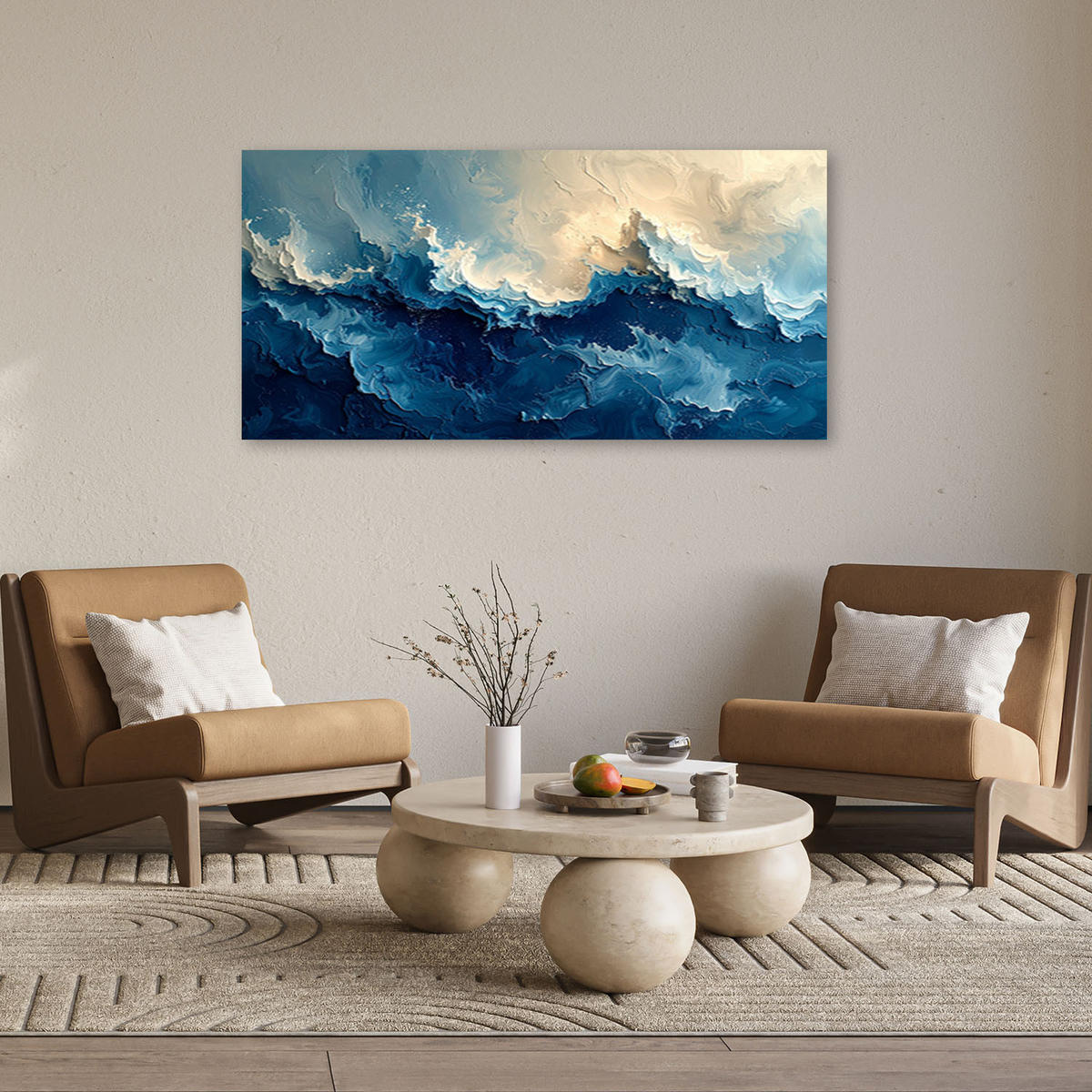 LEINWANDBILD Abstraktion 80x40cm - Blau, Textil (80/40cm) - Feeby