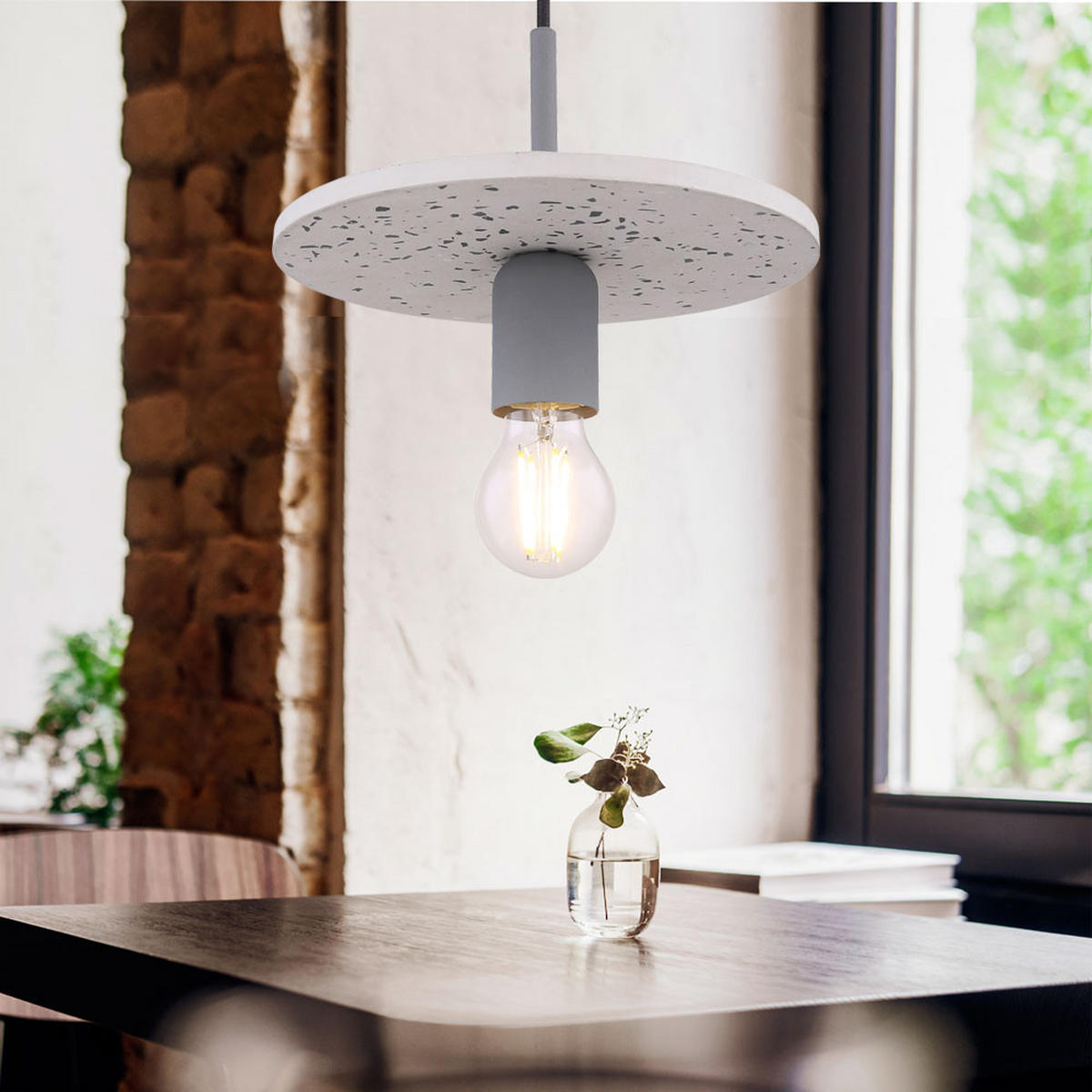 HÄNGELEUCHTE Metall Grau Terrazzo-Steinoptik - Grau, Metall (23/23/120cm)