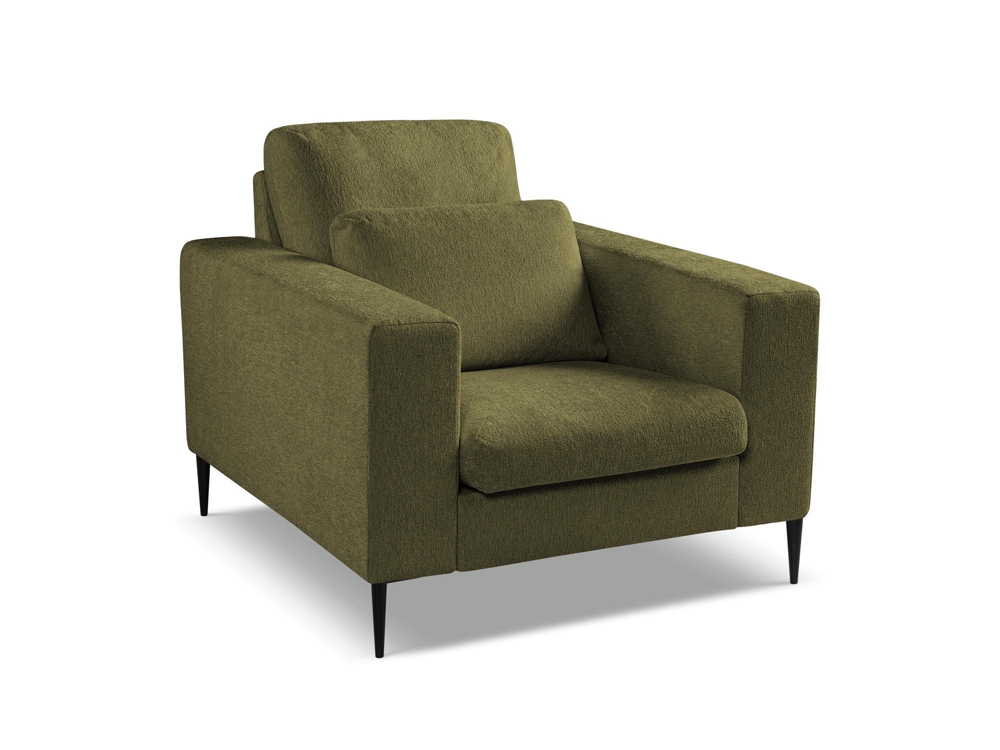 SESSEL Chenille Stoff Grün - Schwarz/Olivgrün, Holzwerkstoff/Textil (93/88/105cm) - Makamii