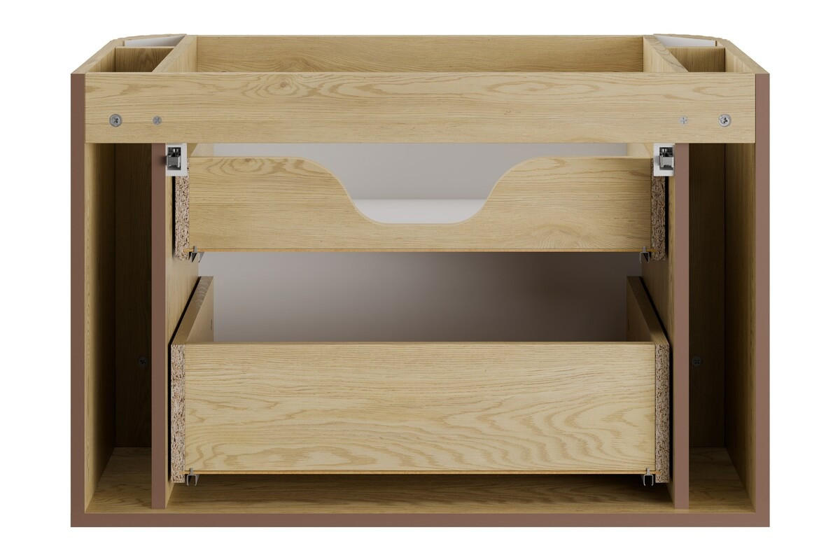 WASCHTISCHKOMBI 80 cm 2 Teile - Ovalia Cremona O BM406 in Cremona-Eiche - Eichefarben/Weiß Hochglanz, Holz/Keramik (80/52/46cm)