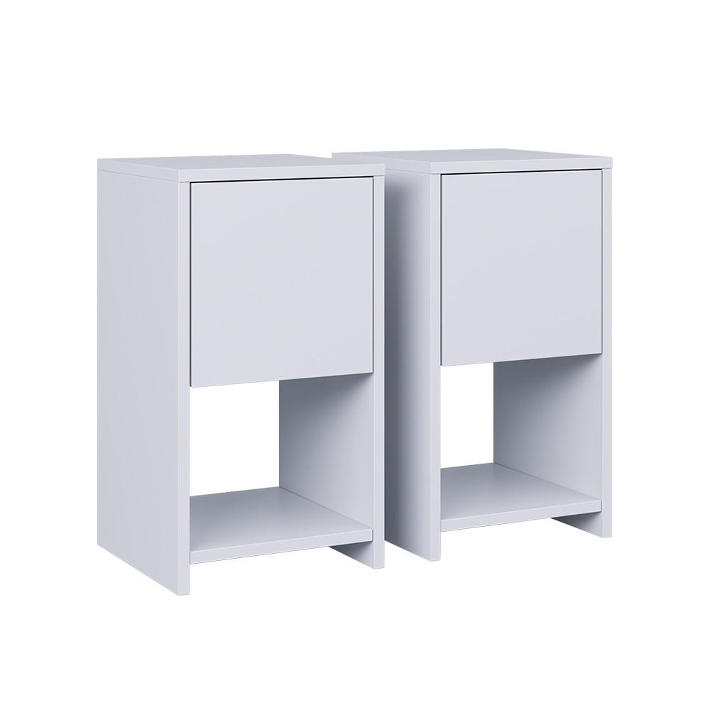 NACHTTISCH Evo Weiß 2er Set - Weiß, Holzwerkstoff (30/55/30cm) - Vicco