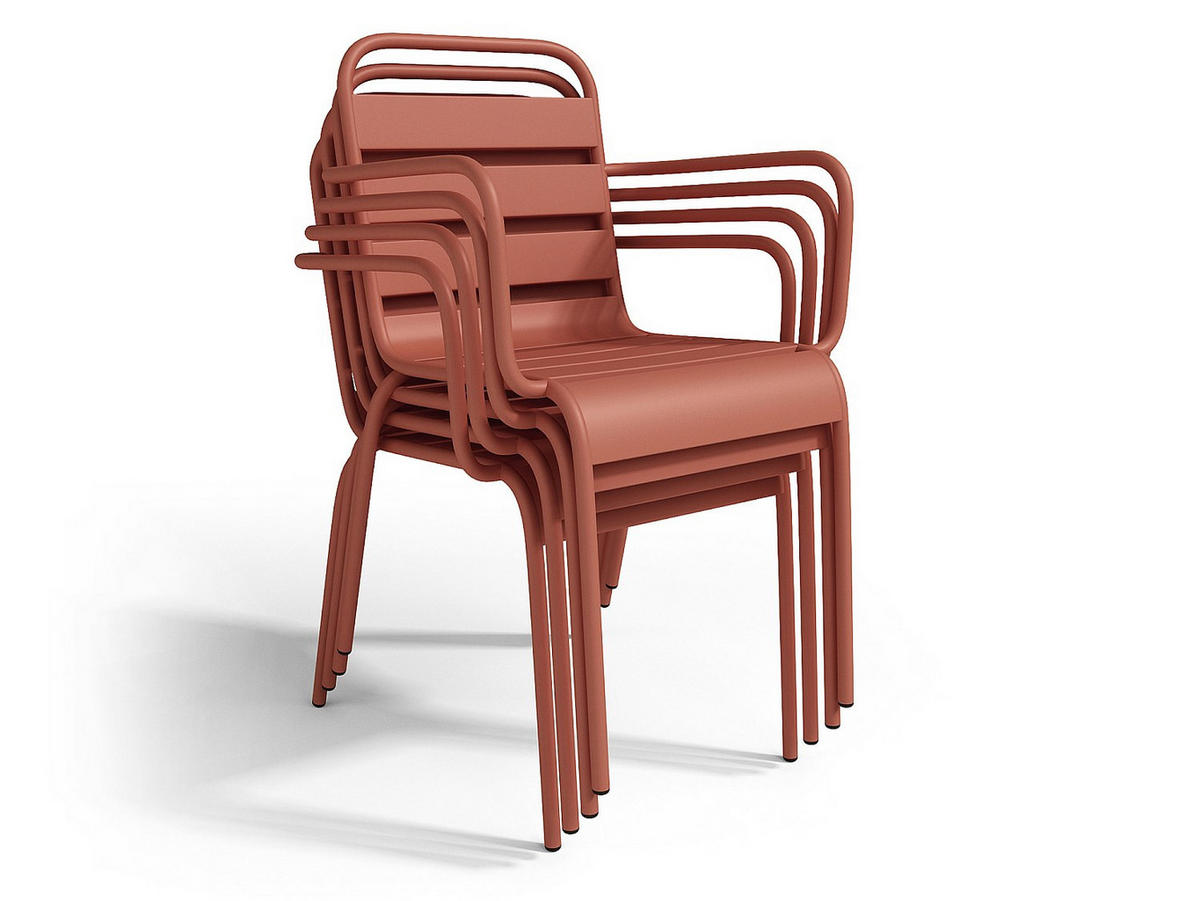 GARTENESSGRUPPE im Set - 4 -Sitzer - Stahl - terracotta - MIRMANDE - Braun, Metall - Vente-Unique