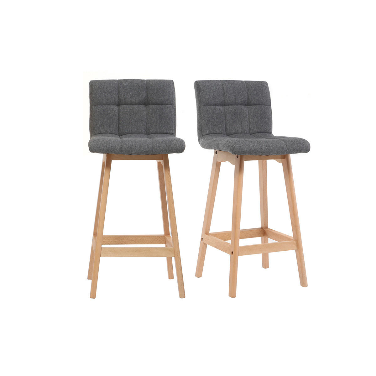 BARHOCKER Design Holz Dunkelgrau 65 cm 2er-Set KLARIS - Dunkelgrau, Holz (47/93/40cm) - Miliboo