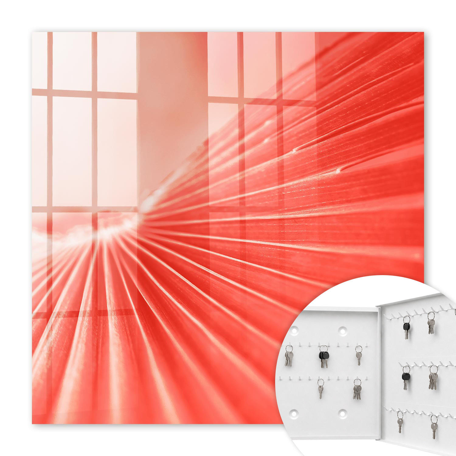 SCHLÜSSELBOX Weiß 30x30 cm – Türöffnung nach rechts - Die Energie der Farbe - Rot, Metall (30/30/5cm) - TULUP