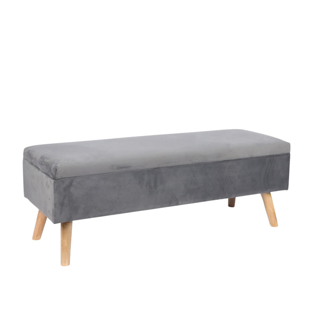 Relaxdays LAVICE Tmavě šedá sametová s úložným prostorem 110 cm