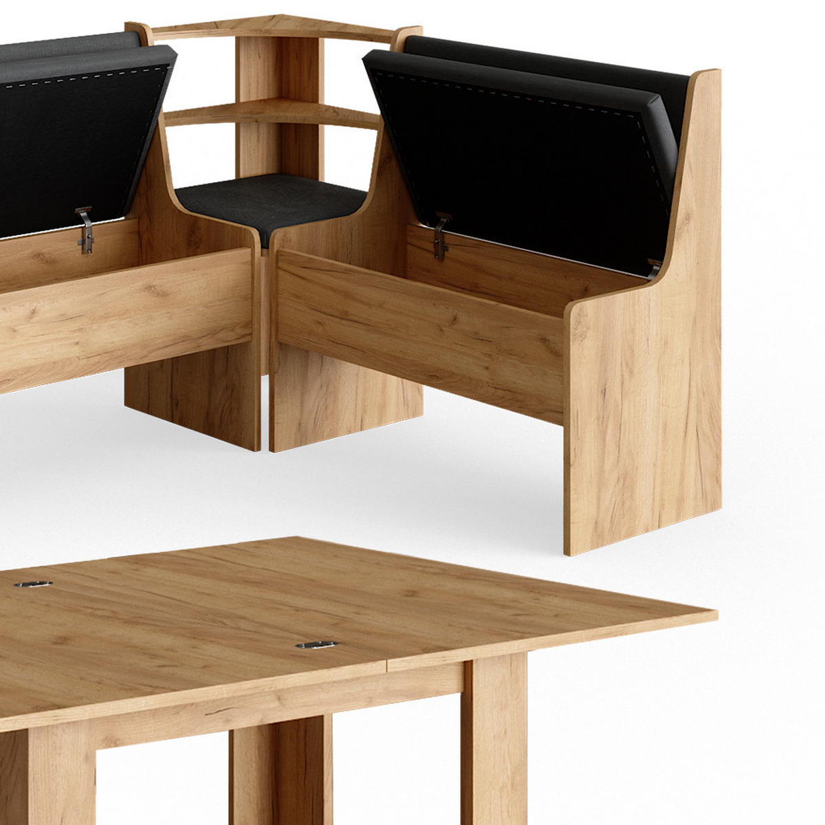 ECKBANKGRUPPE Roman Goldkraft Eiche 180 x 41.5 cm mit Tisch - Honigeiche/Anthrazit, Holzwerkstoff (180/80/120cm) - Vicco