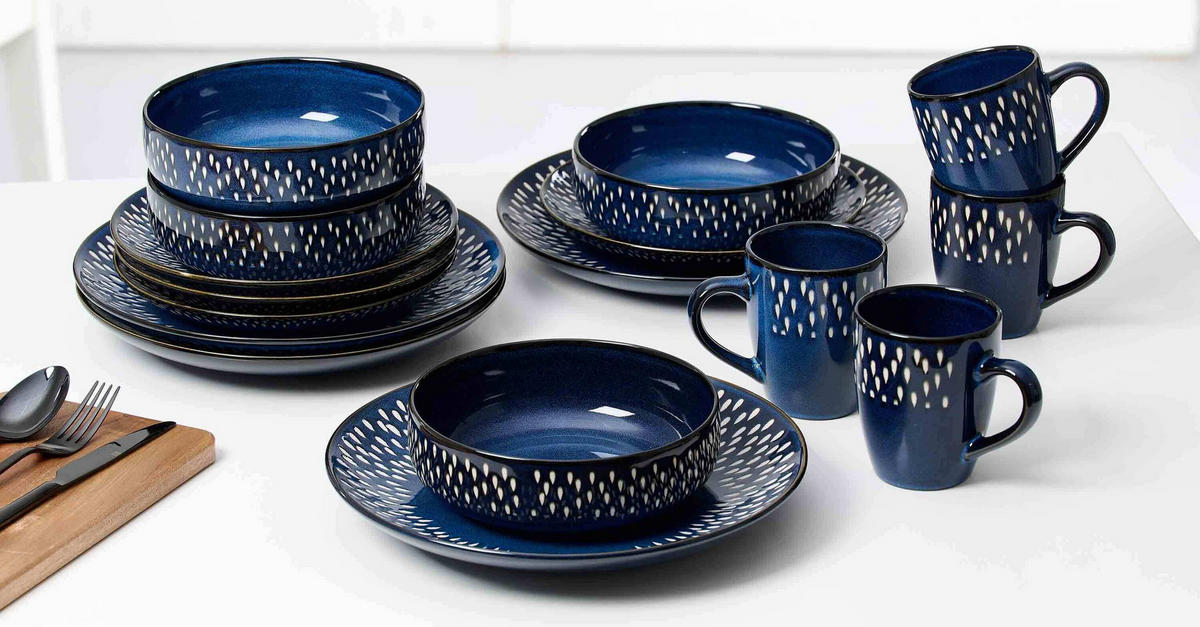KOMBISERVICE Laguna blau 16er Set - Blau, Keramik (30.8/30/33.6cm) - Ritzenhoff Breker