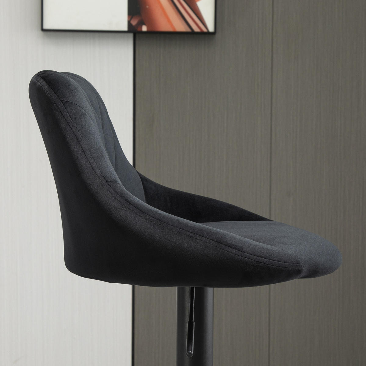 2ER-SET Barhocker, Drehstuhl, höhenverstellbarer Bistrohocker, Barstuhl, Schwarz - Schwarz, Kunststoff (48/83/51.5cm) - HOMCOM