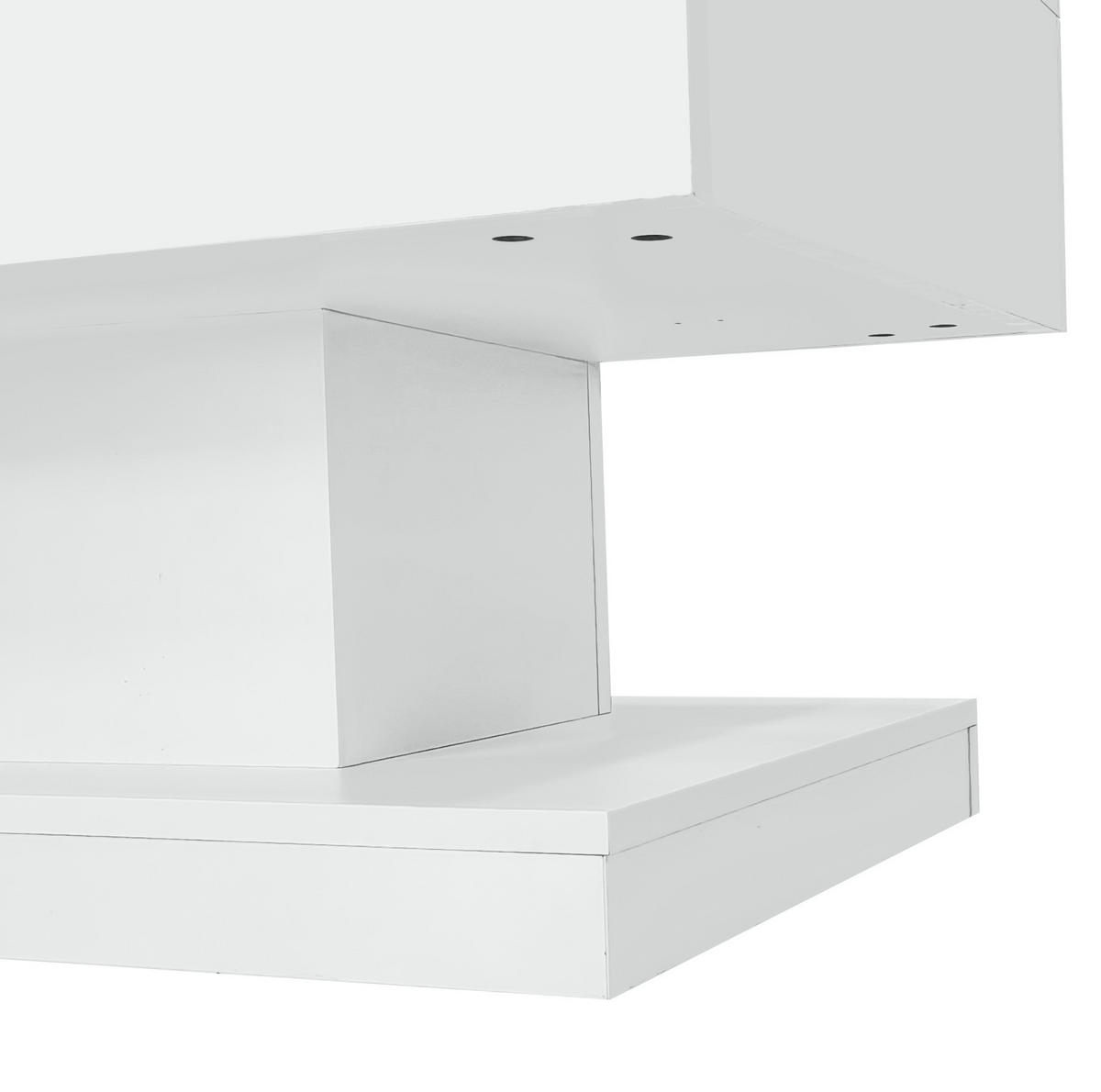 COUCHTISCH 100/50/45 cm in Weiß mit Hochglanz, LED-Beleuchtung und Stauraum - Weiß, Holzwerkstoff (100/50/45cm) - Flora Grace