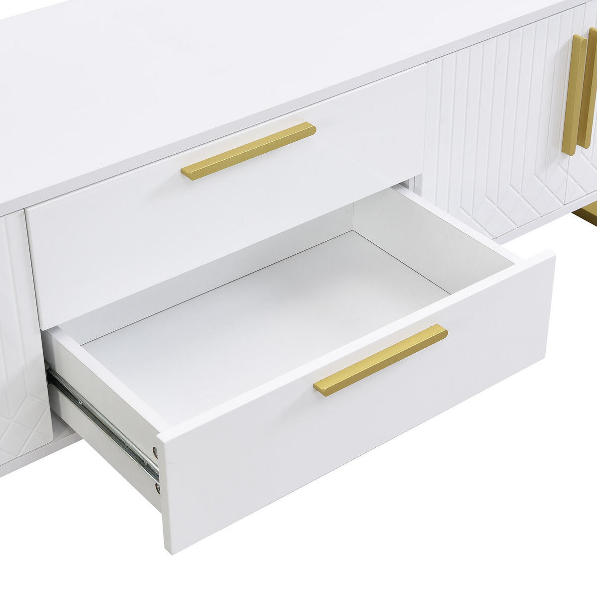 LOWBOARD 170/40/53,5 cm aus MDF mit Hochglanzoberfläche Weiß - Weiß, Holzwerkstoff (170/53.5/40cm) - Modenvie