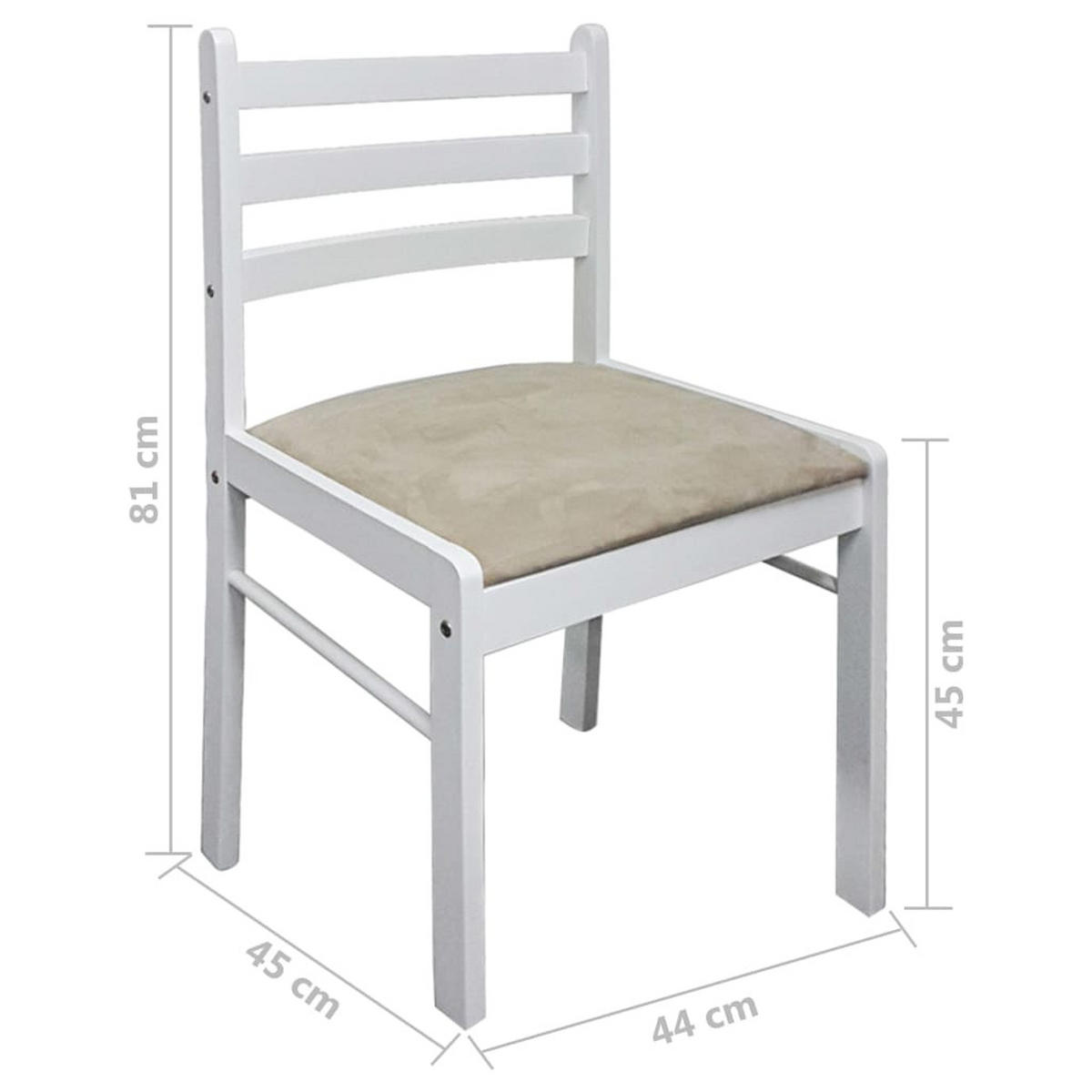 ESSZIMMERSTÜHLE 2 Stk. Weiß Massivholz Gummibaum und Samt 44*45*81cm - Weiß/Grau, Metall (44/81/45cm) - ZMH